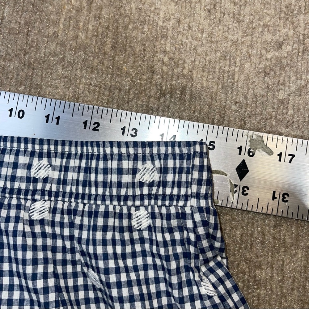 Madewell Navy Blue‎ Embroidered Tiered Pull-On Mini Skirt in Gingham Check new - Picture 9 of 11